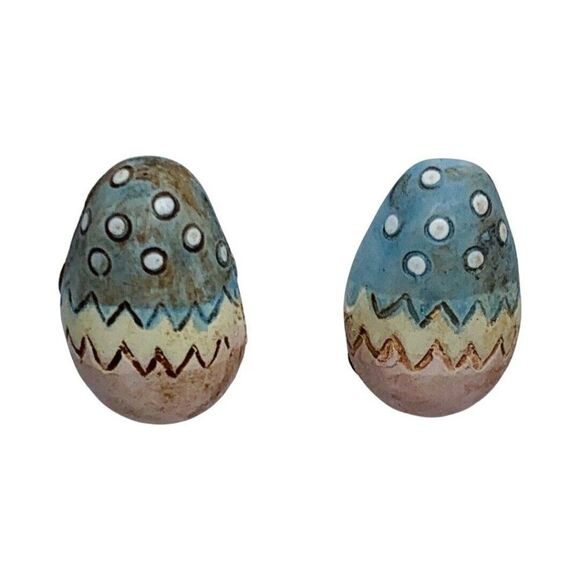 VTG Easter Bunny Brooch And Earrings set 3.5" Hand Painted Easter Egg Whimsical - Picture 8 of 16